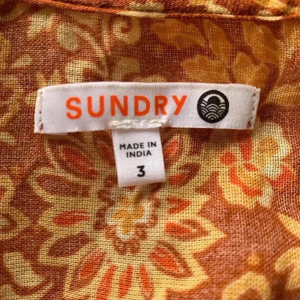🩵SUNDRY Sienna Flutter Sleeve Blouse Size Boho Prairie Cottagecore Large - Picture 7 of 13